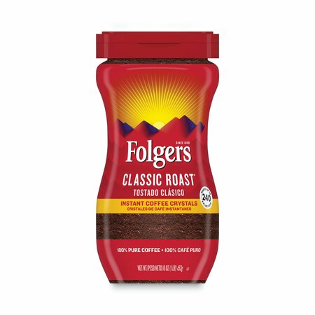 Folgers Instant Coffee Crystals, Classic, 16oz, Jar 2550006923